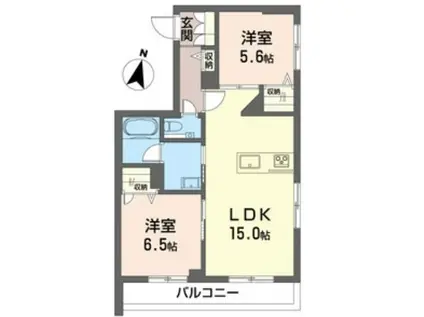 プルニエ フェリーチェ(2LDK/3階)の間取り写真