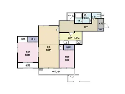 トーア由比ガ浜マンション(2LDK/2階)の間取り写真