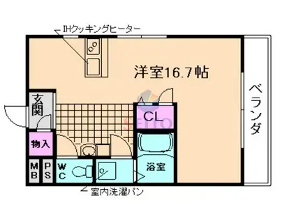 デザイナーズ素敵館(ワンルーム/1階)の間取り写真