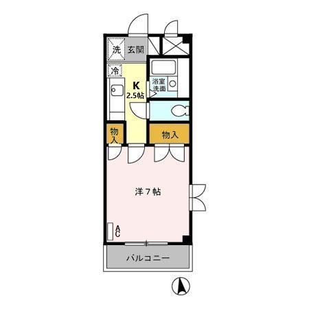 青悠荘(1K/1階)の間取り写真