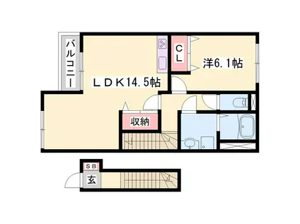 プランドール(1LDK/2階)の間取り写真