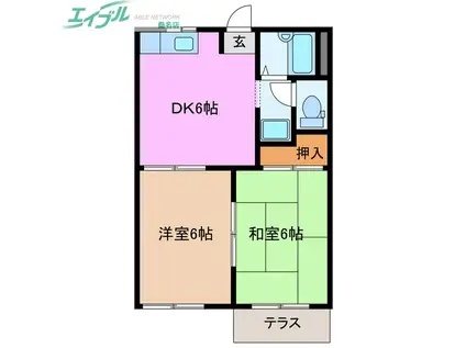 メゾングランメール(2DK/1階)の間取り写真