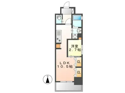 フェリス浄心(1LDK/12階)の間取り写真