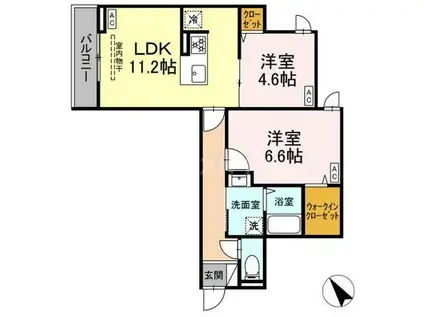 グラナーデ扇II(2LDK/2階)の間取り写真