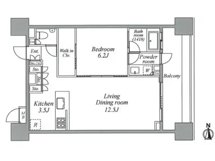 レジディア芝浦KAIGAN(1LDK/9階)の間取り写真