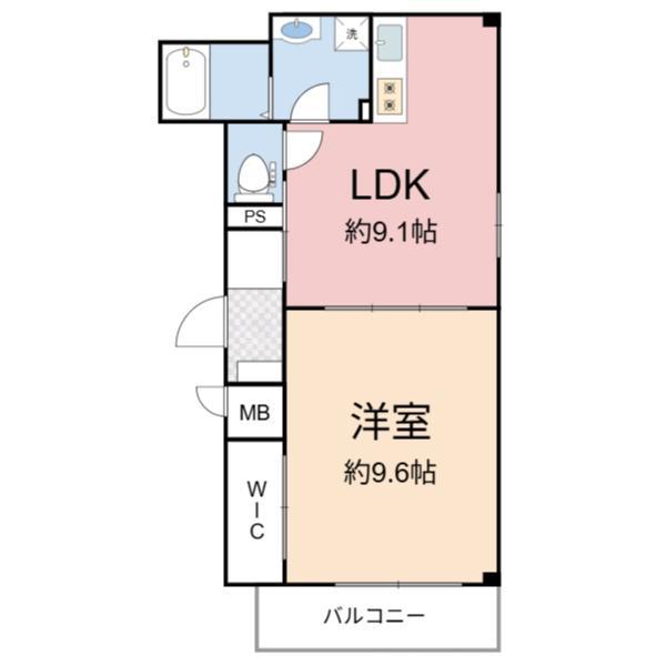 京橋オリエンタルキューブ(1LDK/4階)の間取り写真