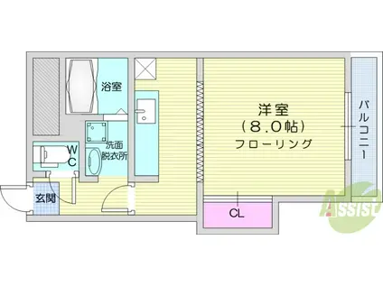 アウラ8(1K/3階)の間取り写真