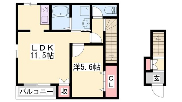 メゾン村川III(1LDK/2階)の間取り写真