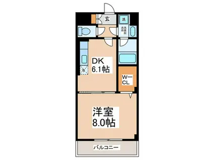 EVER HILLS S棟(1DK/1階)の間取り写真