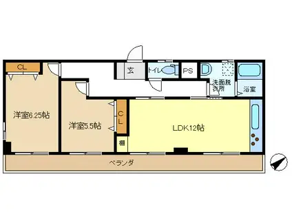 ブロードピーク(2LDK/3階)の間取り写真