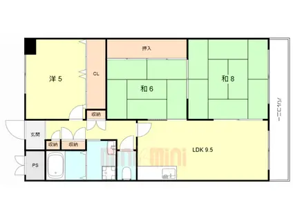 みずほマンション(3LDK/6階)の間取り写真