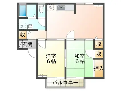 サンタウン寺井A棟(2LDK/2階)の間取り写真