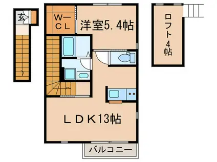FORTUNA(1LDK/2階)の間取り写真