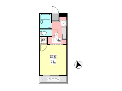 ハイツアルメリア(1K/2階)の間取り写真