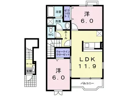 アビタシオン立花台(2LDK/2階)の間取り写真