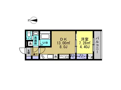 ヴァンベールコート(1LDK/1階)の間取り写真