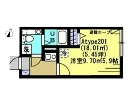 シンクリース西新宿(1K/2階)の間取り写真