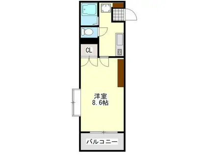 プレステージ上塩屋(1K/1階)の間取り写真