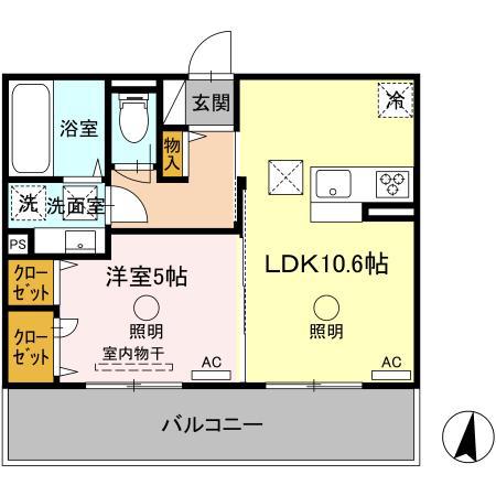 モルトグラッソ(1LDK/1階)の間取り写真
