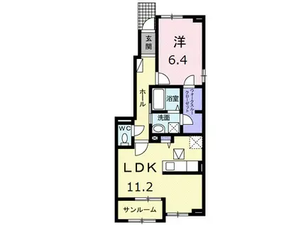 カーサ ヴィヴァーチェ(1LDK/1階)の間取り写真