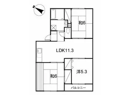 セジュール小屋浦 B棟(3LDK/2階)の間取り写真