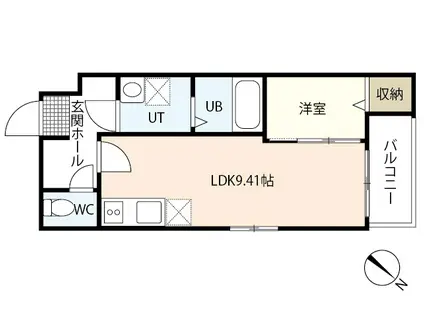 トラスティレジデンス地御前東館(1LDK/1階)の間取り写真