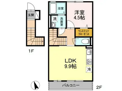 グランシャリオII(1LDK/2階)の間取り写真