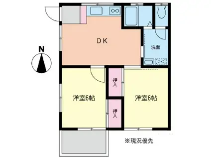 村松ハイツ(2DK/2階)の間取り写真