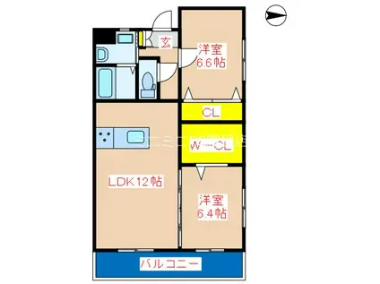 AVANCIA(2LDK/2階)の間取り写真
