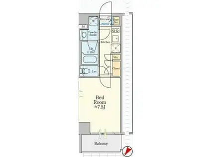 クレストコート清澄白河(1K/2階)の間取り写真