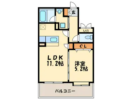 クリムゾン博多II(1LDK/9階)の間取り写真