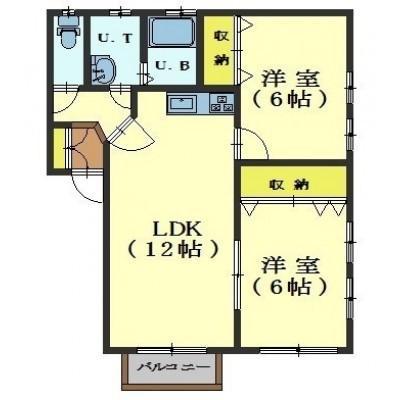 メゾンリッチ(2LDK/2階)の間取り写真