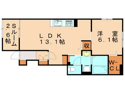 エレガント白水(1LDK/1階)の間取り写真