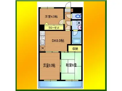 パールハイツ(3DK/1階)の間取り写真