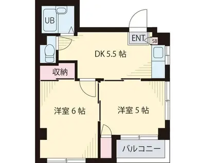 クレッシェンドI(2DK/3階)の間取り写真