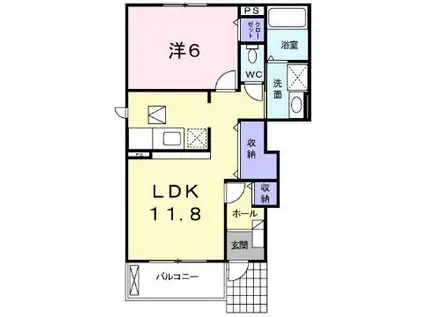 メゾン シャルマンB(1LDK/1階)の間取り写真