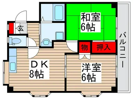 ラフィーヌ池田1番館(2DK/1階)の間取り写真