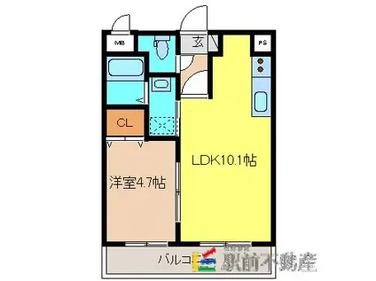アーバンヒルズI(1LDK/1階)の間取り写真