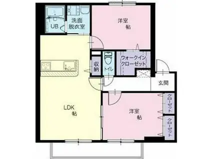 ランドハイム五林(2LDK/2階)の間取り写真
