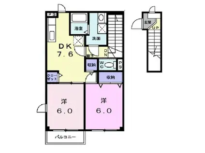 セラ・エトワールII(2DK/2階)の間取り写真