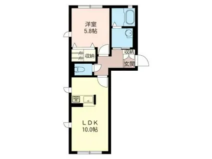 ボンレーヴA(1LDK/1階)の間取り写真