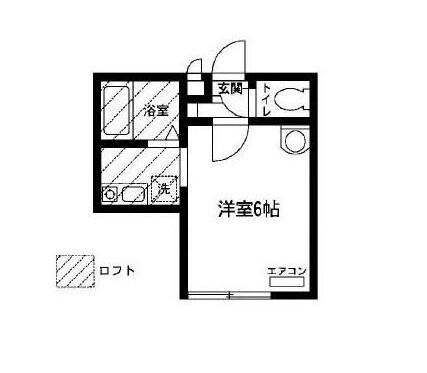 ロッシェル共和3号棟(1K/2階)の間取り写真