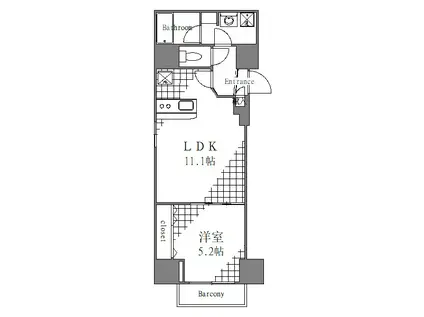 ヴァレッシア上野ノース CITY(1LDK/5階)の間取り写真