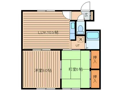 メゾンド中井(2LDK/2階)の間取り写真