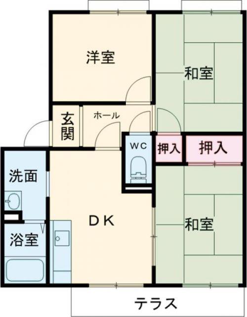 サンシティーハイツB棟(3DK/2階)の間取り写真