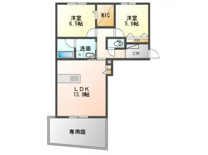 リバーサ番城(2LDK/1階)の間取り写真