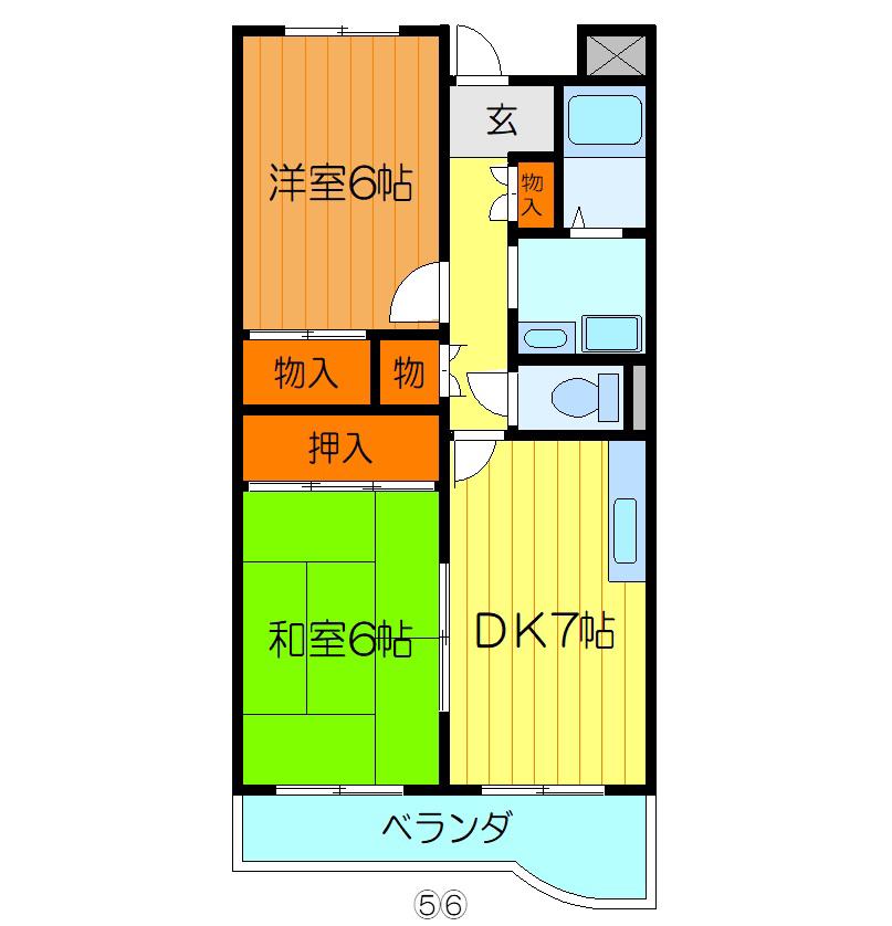 アドラブール古川橋(2DK/6階)の間取り写真