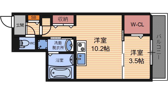 CASA BRANCHE(1LDK/1階)の間取り写真