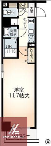 ミモサ中津(1K/3階)の間取り写真