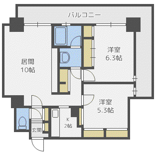 ビッグパレス北14条(2LDK/12階)の間取り写真